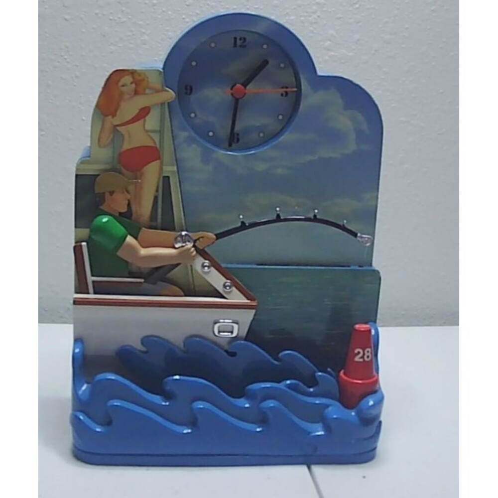 Fun Damental Sport Fishing Clock 1999 8 5/8" Tall